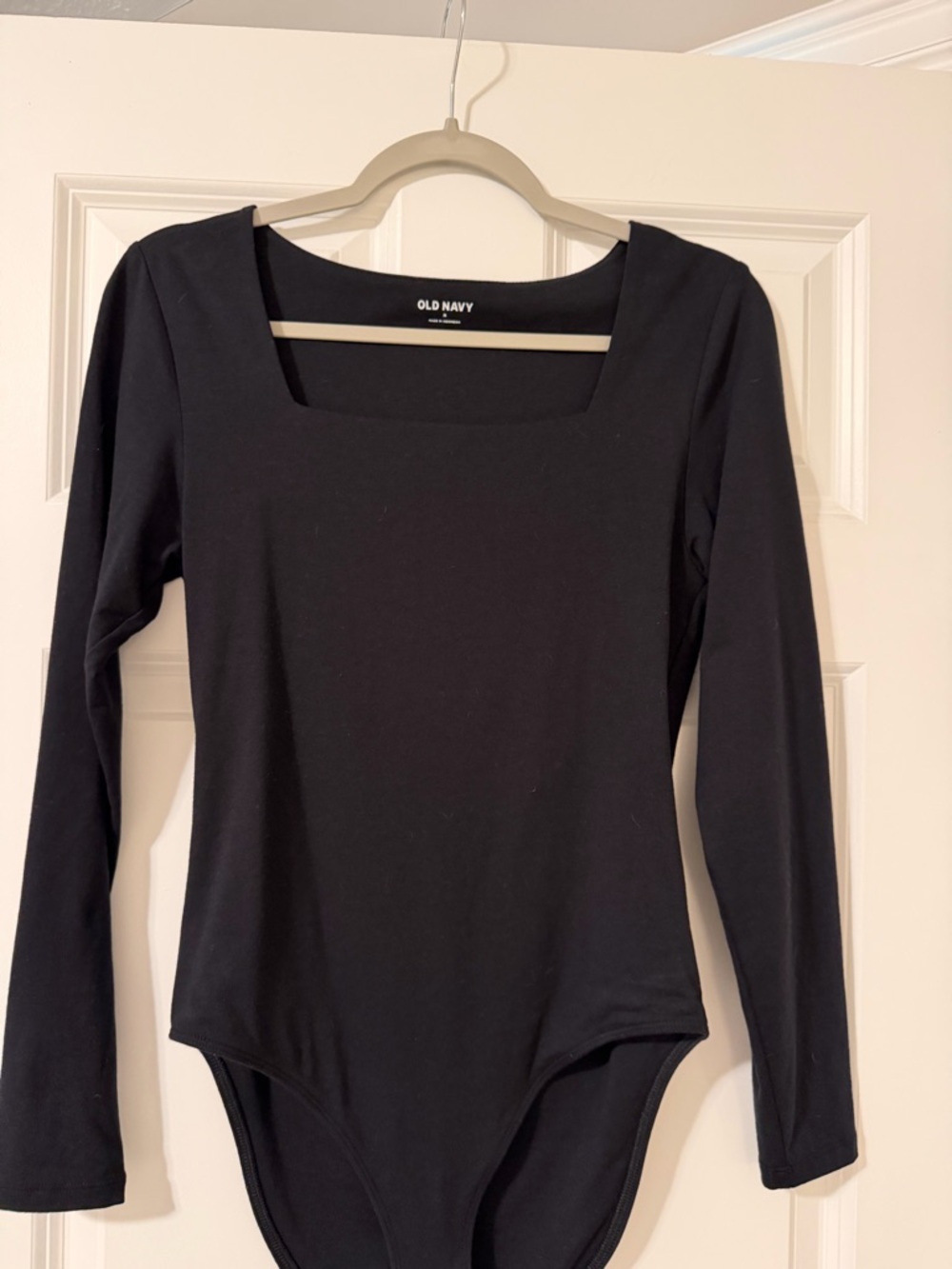 Old Navy Black Square-Neck Long Sleeve Bodysuit